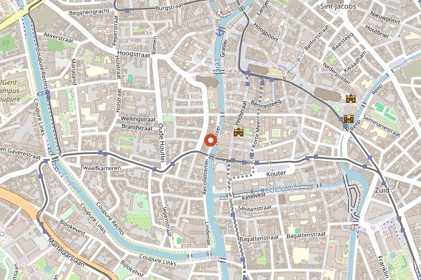 Map showing Vinogradoff Wine Bar in Ghent