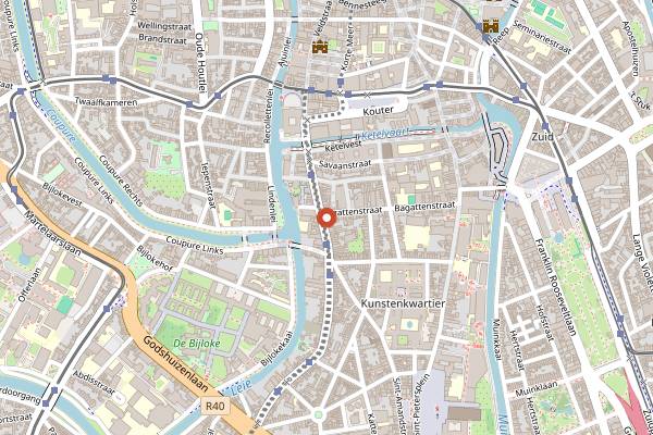 Map showing Wijnbar ONA Nederkouter in Ghent