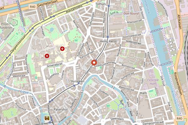 Map showing Alice in Ghent