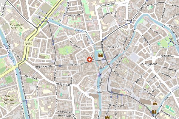 Map showing OAK in Ghent