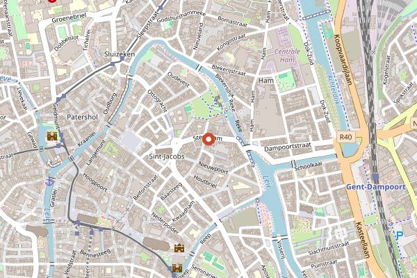 Map showing Steendam 66 in Ghent