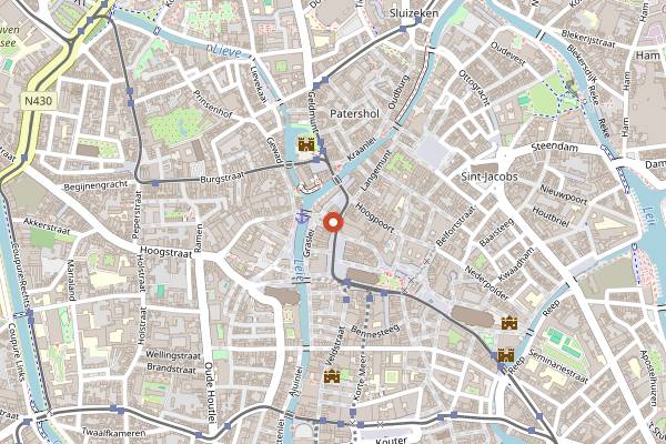 Map showing Wasbar Korenmarkt in Ghent