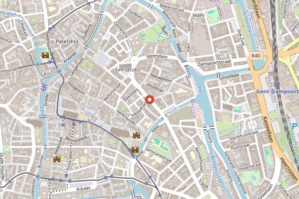 Map showing Sint-Jacobsmarkt in Ghent