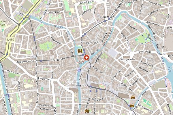 Map showing Vismarkt Fish Market in Ghent
