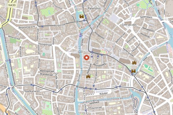 Map showing Pakhuis in Ghent
