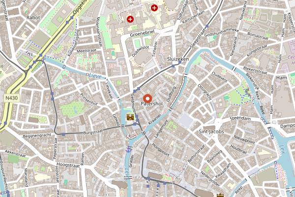 Map showing Roots in Ghent