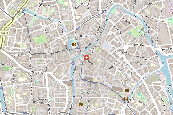 Map showing Frites Atelier in Ghent