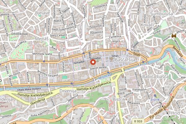 Map showing Cheers Pub in Sarajevo