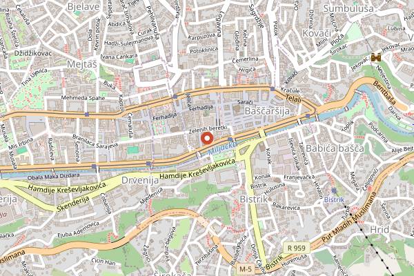 Map showing City Pub in Sarajevo