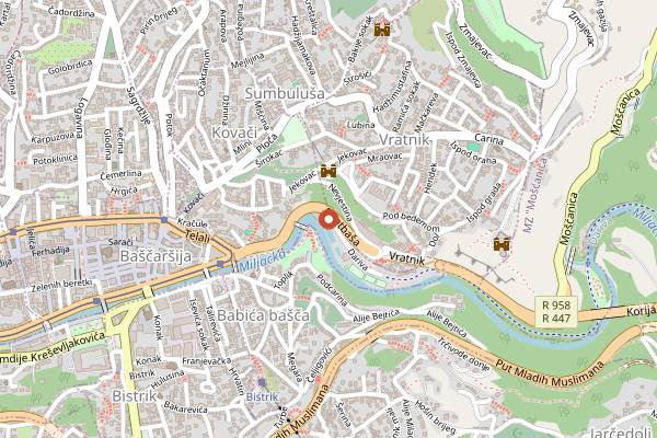 Map showing Restaurant Nova Bentbaša in Sarajevo