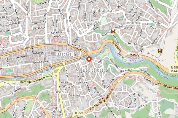 Map showing Inat Kuca in Sarajevo