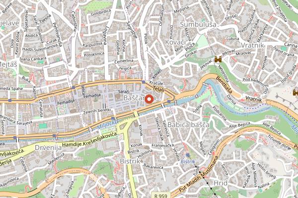 Map showing Bascarsija Food Counters in Sarajevo