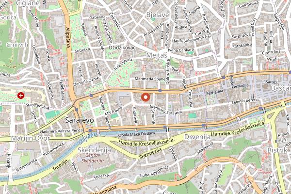 Map showing Jazzbina in Sarajevo