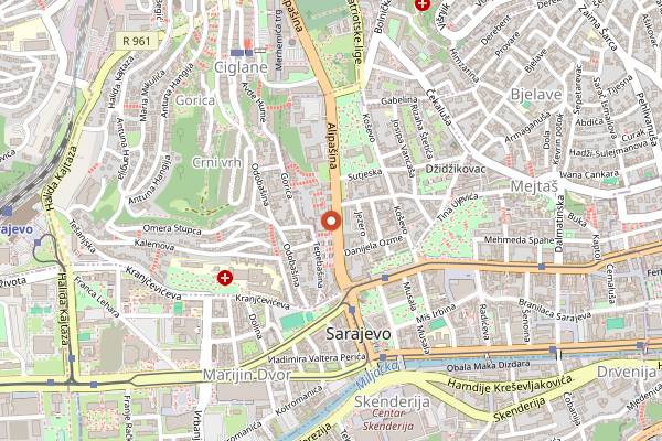 Map showing Kino Bosna in Sarajevo