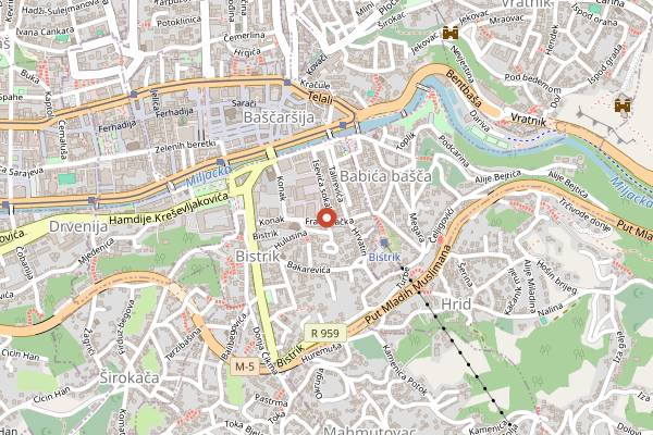 Map showing Pivnica HS in Sarajevo