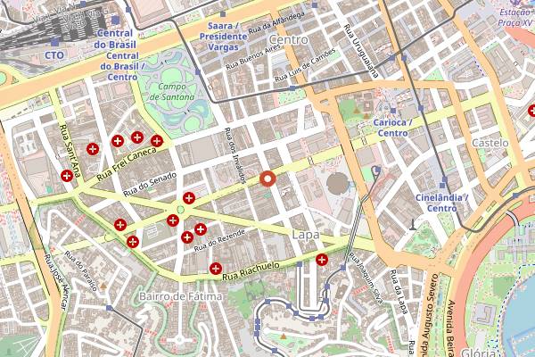 Map showing Araucária Pães Artesanais in Rio de Janeiro
