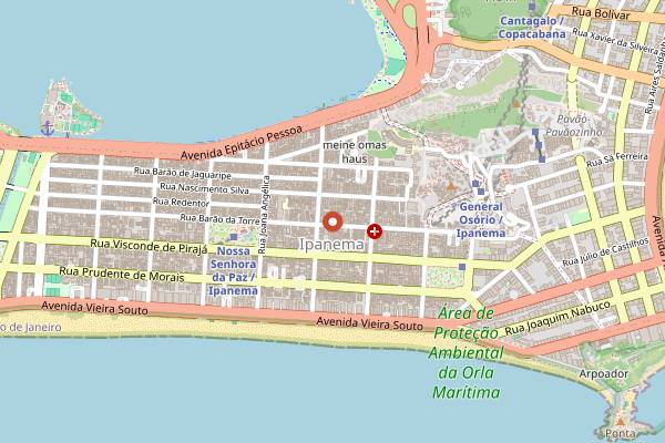 Map showing Estação Sabores Zona Sul, Chef Classes in Ipanema in Rio de Janeiro