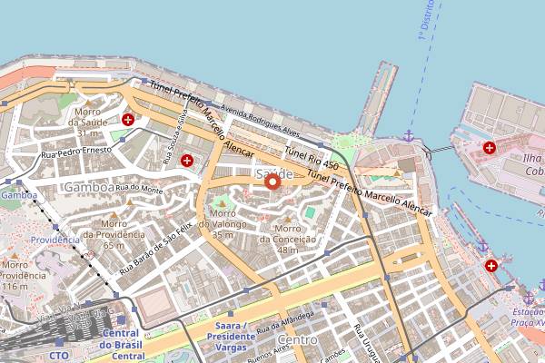 Map showing Free Walker Tours in Rio de Janeiro