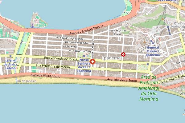 Map showing Padaria Ipanema in Rio de Janeiro