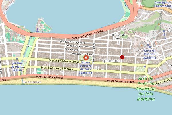 Map showing Feira Orgânica de Ipanema in Rio de Janeiro