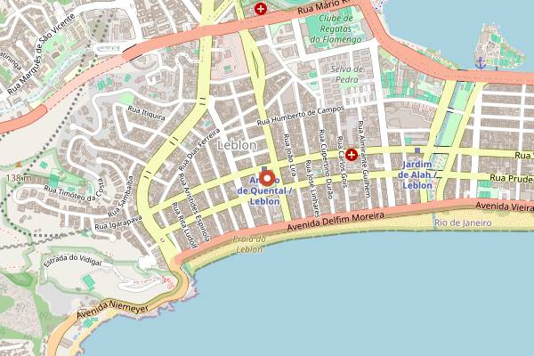 Map showing Feira Orgânica do Leblon in Rio de Janeiro