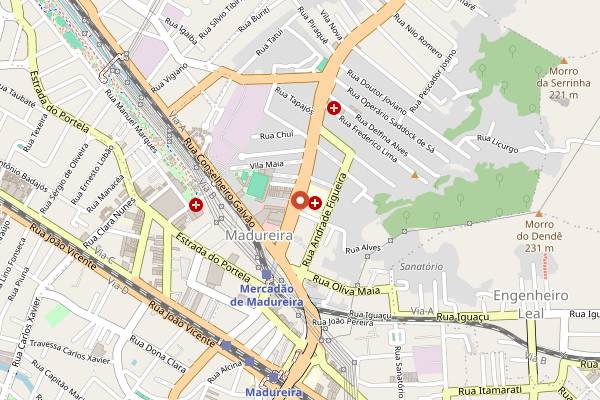 Map showing Mercadão de Madureira in Rio de Janeiro