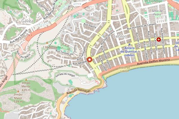 Map showing Geneal Leblon in Rio de Janeiro