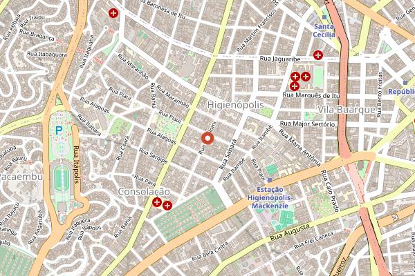 Map showing Fabrique Pão e Café in São Paulo