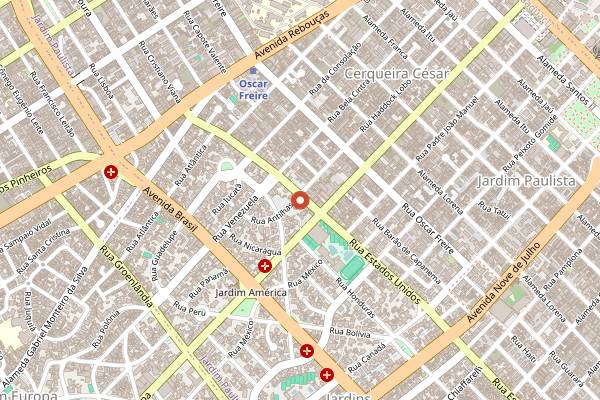 Map showing Galeria dos Pães in São Paulo