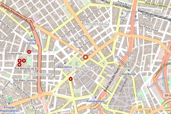 Map showing Bar Brahma in São Paulo