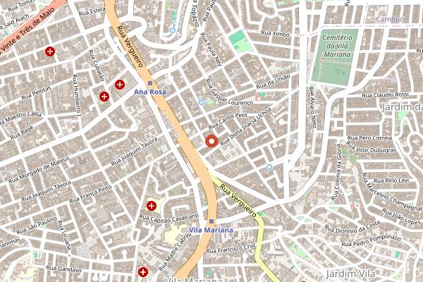 Map showing Veloso Bar in São Paulo