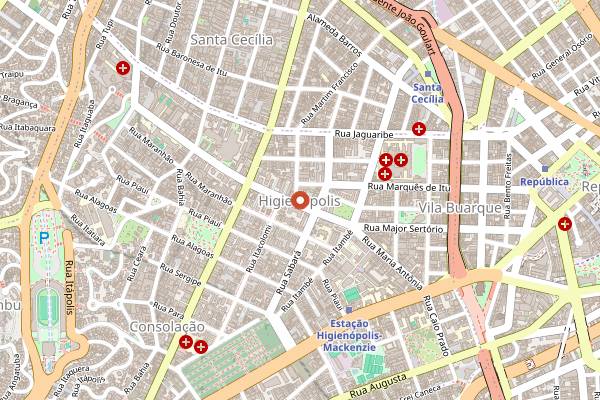 Map showing Trilha Fermentaria in São Paulo