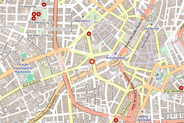 Map showing Bar e Lanches Estadão in São Paulo
