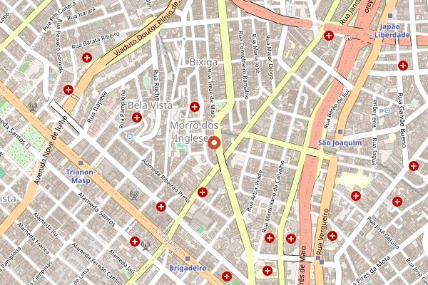 Map showing Speranza Bixiga in São Paulo