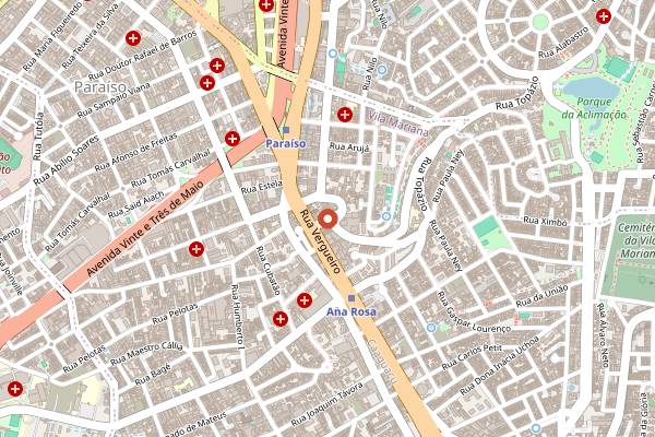Map showing London Coffee Station in São Paulo