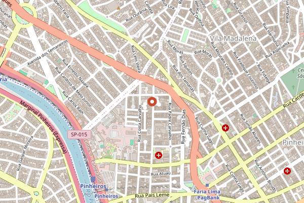 Map showing Più Pinheiros in São Paulo