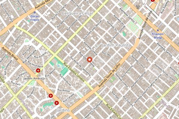 Map showing Fame Osteria in São Paulo
