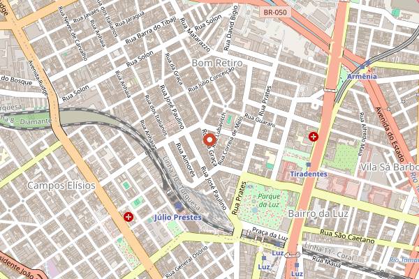 Map showing Acrópoles in São Paulo