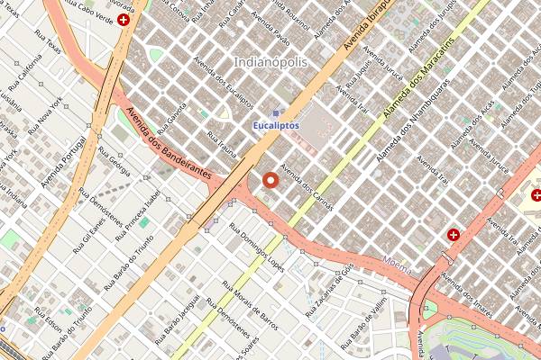Map showing Bourbon Street Music Club in São Paulo