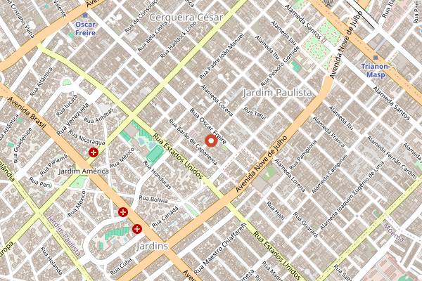 Map showing Zena Cucina in São Paulo