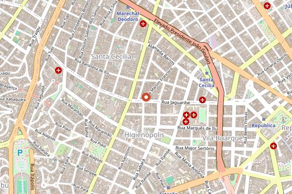 Map showing Rota do Acarajé in São Paulo