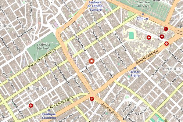 Map showing Clementina Bar de Vinhos in São Paulo