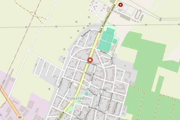Map showing Hlyab Bakery Ostromila in Plovdiv