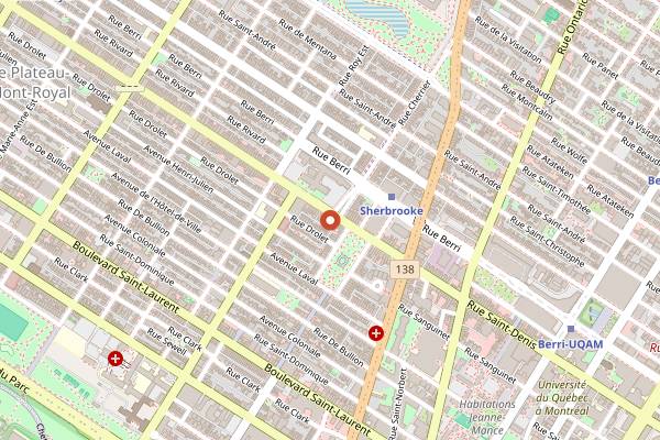 Map showing Mamie Clafoutis in Montreal