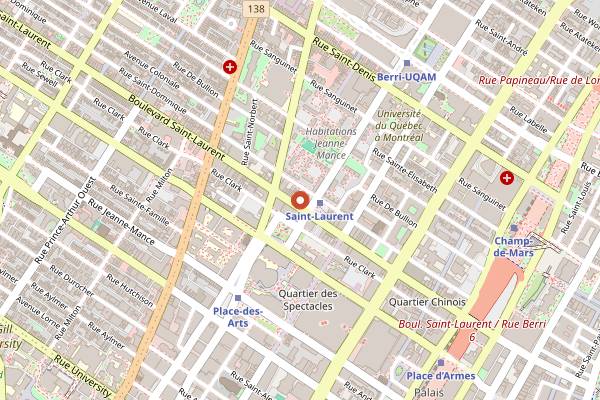 Map showing Bar Pamplemousse in Montreal
