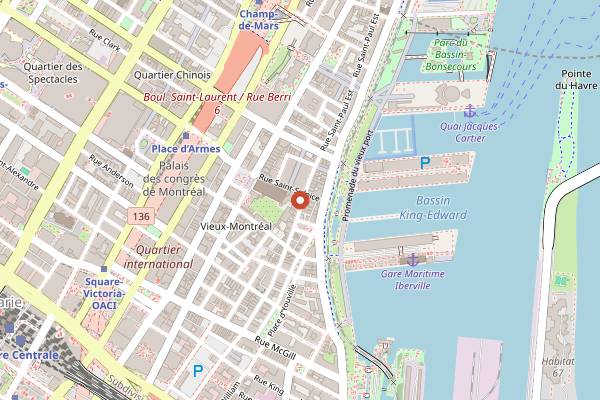 Map showing Philemon Bar in Montreal