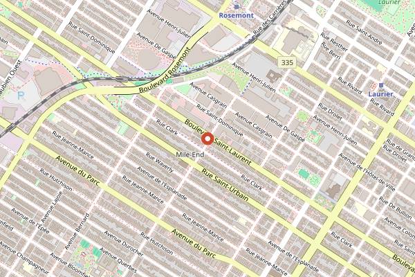 Map showing Waverly in Montreal