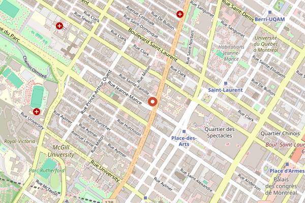 Map showing Benelux in Montreal