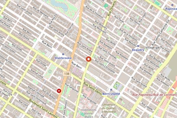 Map showing Le Cheval Blanc in Montreal
