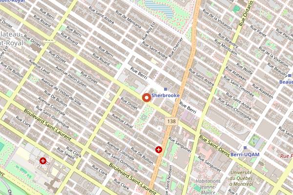 Map showing Cafe Cherrier in Montreal